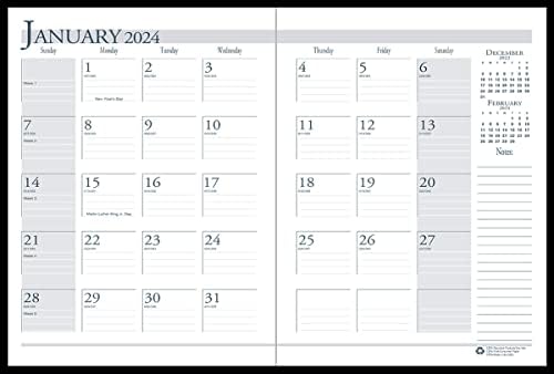 Planejador do calendário econômico da House of Doolittle 2024, mensalmente, capa preta, 8,5 x 11 polegadas,