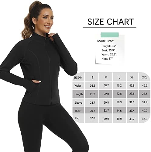 Mpedour Womens Full Full Athletic Running Jackets Slim Fit Workout Sweworkshirts com orifícios de