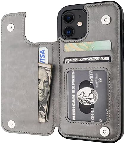 Onetop compatível com o iPhone 12 compatível com o estojo da carteira do iPhone 12 Pro com porta -cartas, caça -níqueis