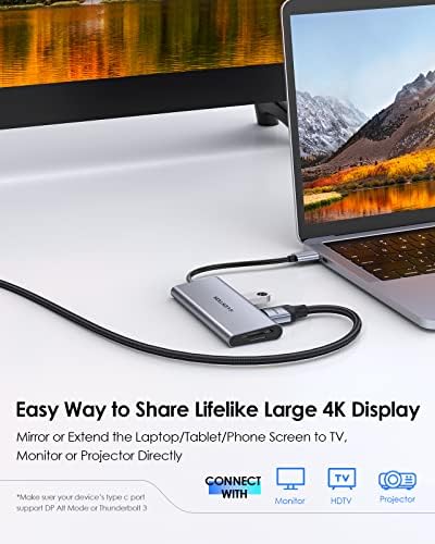 LONTEÇÃO USB C HUB COM 4K HDMI, 3 USB 3.0, SD 3.0 CARD LEITOR COMPATÍVEL 2023- MacBook Pro 13/15/16, novo