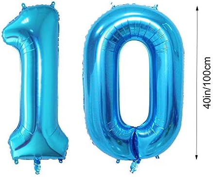 Huture 40 polegadas Balão de número digital de jumbo azul enorme balão gigante Mylar Balloons para festa de