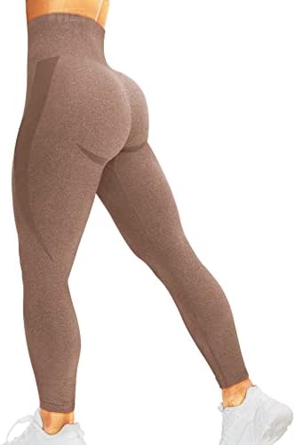 Higorun Mulheres Leggings sem costura Sorria contorno de ginástica de cintura alta calça de ioga de ginástica