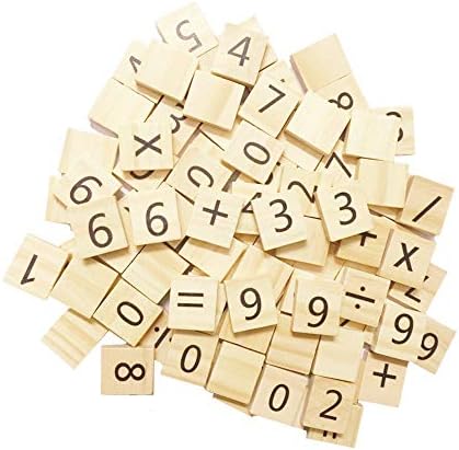 Abbaoww 100 PCs Símbolos de número de madeira para artesanato, pingentes, ortografia, scrapbooking,