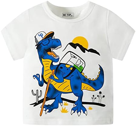 Mneostt Toddler Kids meninos meninos garotos de desenhour dinossauros curtos de manga curta Camisetas