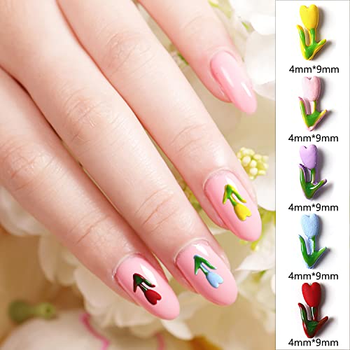 Wokoto 25pcs 3d Tulip Flower Unhas Farms para acrílico Nails coloridos colorido colorido de unhas Flores
