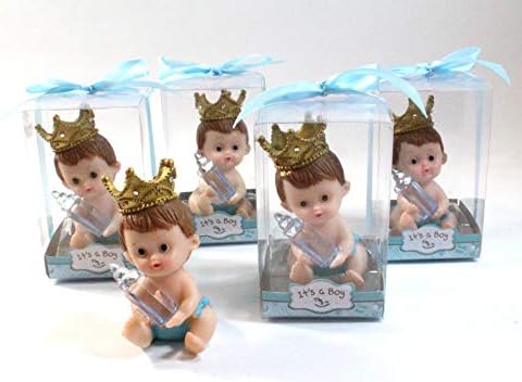 12 menino ou menina Prince Princess com Crown Gold Figura Estátua Recuerdos de Bautizo Favors Religia