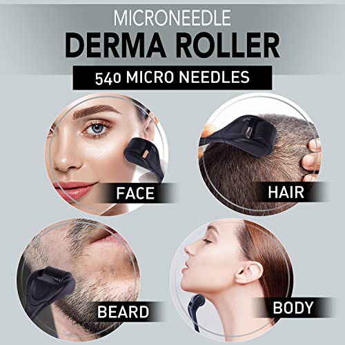 Derma Roller 540 Aço inoxidável Black Microneedling Roller Mookardilane Corpo facial da barba Home Uso para casa