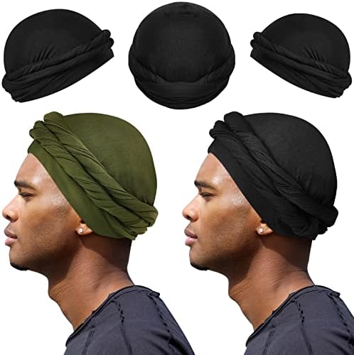 2 PCS turbante para homens turbante vintage twist cabeças de cabeça para homens estirando cetim de tigra