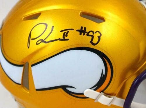 Patrick Jones autografou o Minnesota Vikings Flash Speed ​​Mini Capacete -Capacete -Beckettwholo - Mini Capacetes