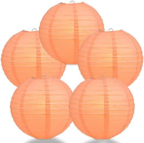 Quasimoon paperlanternstore.com 8 polegadas de pêssego/laranja lanterna de papel redonda de