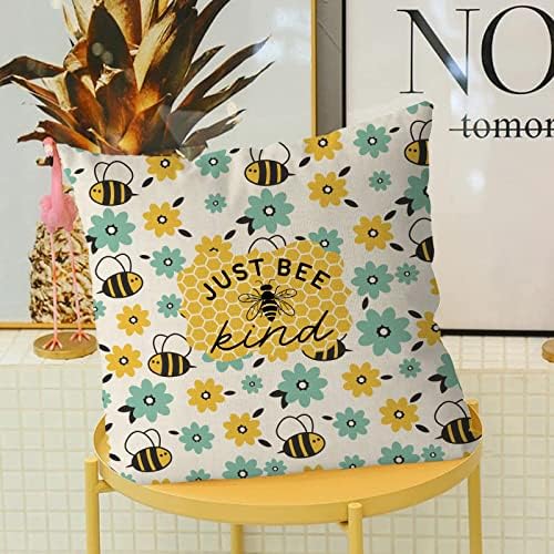 Capas de travesseiro de verão Gagec 18x18 polegadas Flores de abelha Floral Pillows Capas