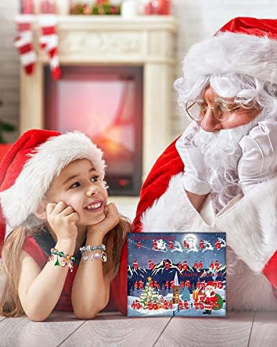 Calendário de advento para meninas 2022, Bracelets de charme Kit Making for Kids Christmas Countdown Calendars 24