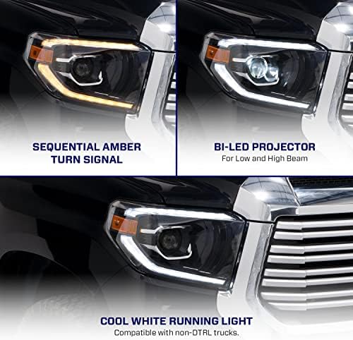 Iluminação de formulários LED sequenciais Faróis compatíveis com Toyota Tundra 2014-2021