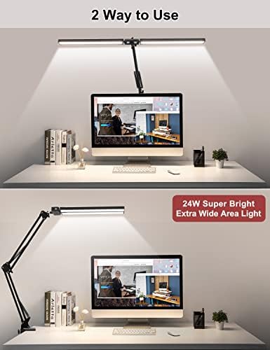 Lâmpada de mesa de led de cabeça dupla BRISON, lâmpadas de mesa 24W para escritório em casa com 160 contas LED,