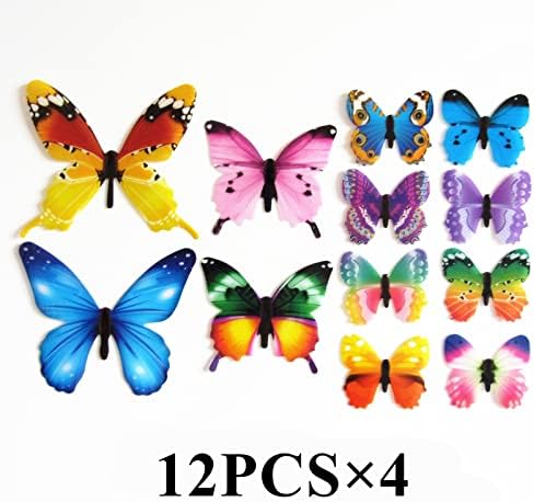 Tuosiwei 48pcs decalques de parede de borboleta - decoração de borboletas 3D para adesivos murais