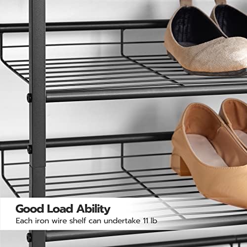 Rack de sapatos Hoobro, organizador de sapatos de 4 camadas, prateleiras de sapatos ajustáveis, lisadas ou inclinadas,