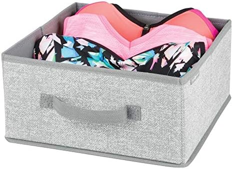 Mdesign Soft Fabric Closet Organizer Box com alça de tração dianteira para prateleiras no quarto,