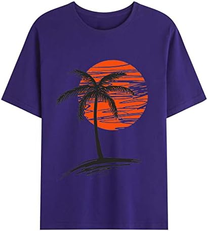 Camiseta para homens Casual Summer Manga curta Camiseta redonda de pescoço de moda de palmeira de palmeira