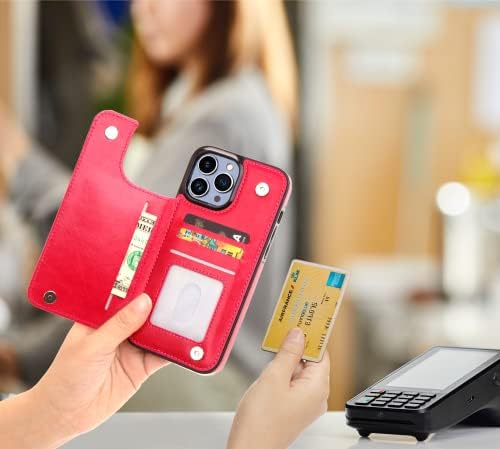 Caixa de carteira projetada para Apple iPhone 13 Pro máximo de 6,7 polegadas, porta de cartão de crédito