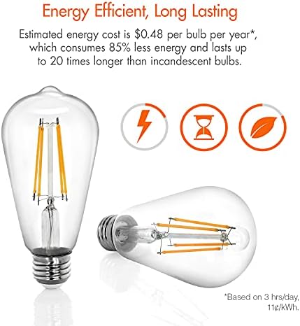 Bulbos de Edison Led de Led Vintage 8W, 60W de 60W, 2700k de 60w, de 60w, lâmpadas de filamento