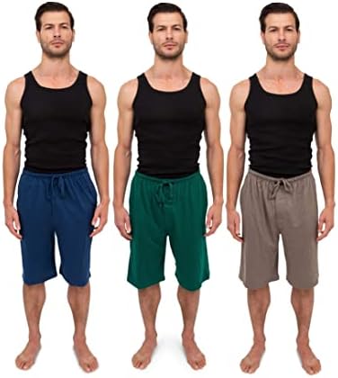 Andrew Scott Scott Men's 3 Pack Soft & Clear Cotton Drawstring Lounge & Sleep Jam Shorts/Jersey Shorts