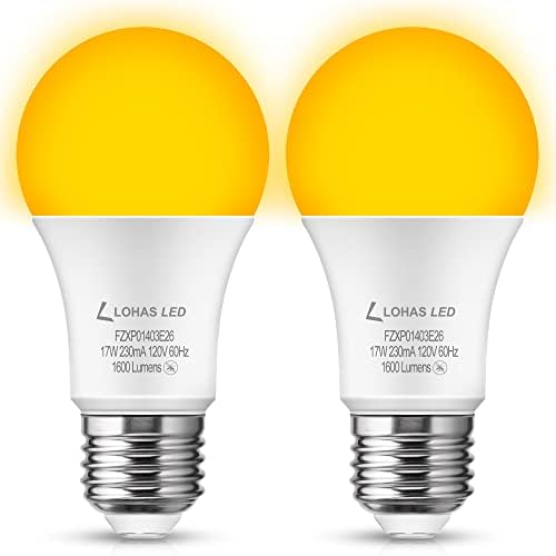 Lâmpadas de inseto lohas a19, luzes LED amarelas 150W equivalentes, lâmpadas LED com eficiência energética
