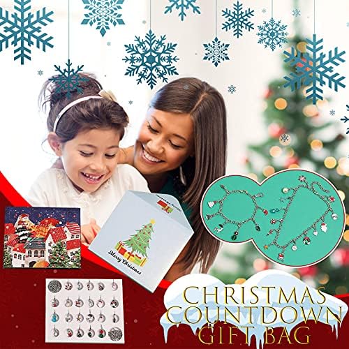 Jóias Conjunto para meninas 10-12 Conjunto de jóias de Natal 2021 Pulseira de presente DIY e calendário