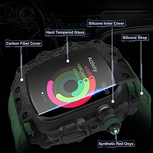 Kit de modificação Dyizu DIY para Apple Watch 45mm 44mm Case de fibra de carbono 3in1 Tampa do para -choque para