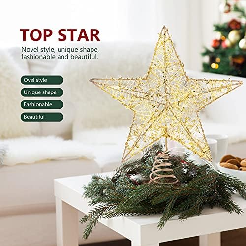 3 PCs Treça de Natal Trepa de Christmas Topper Luminous Star Shape Treetop Decor para Decoração em casa