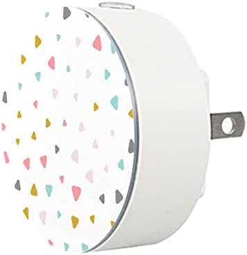 2 Pacote de plug-in Nightlight Night Night Light Colorful Pastel Triangle Pattern com sensor do