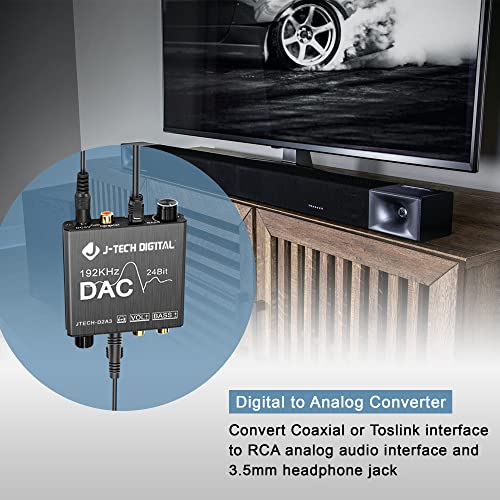 J-Tech Digital Digital para Audio Converter com amplificador de fone de ouvido e baixo, controle