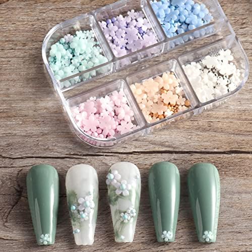 6 Flores de cores Flores de pregos shinestonenail lantejas de unhas para acrílico Nails Arte Decore suprimentos