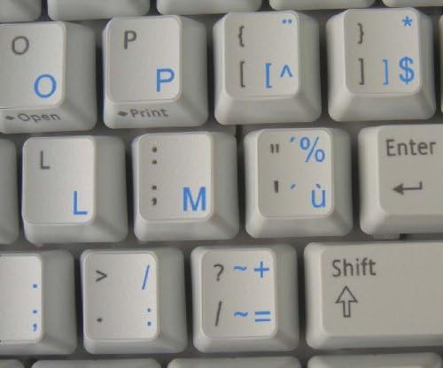 Adesivos de teclado belga holandês com letras azuis em fundo transparente para desktop, laptop e caderno