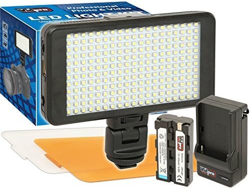 Vidpro LED -230 Kit de luz de foto e vídeo - Luz LED do painel da câmera - luz ajustável e combinada
