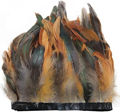 Luorng 2m Rooster Hackle Feather Fringe Trim Craft Feather, cor natural