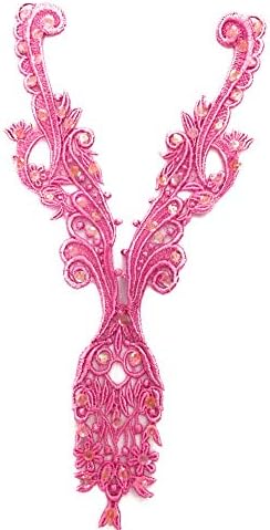 2 rosa rosa colarinho acaba lantejas de renda de lace, motif costura de noiva colarinho, garfo, dickey