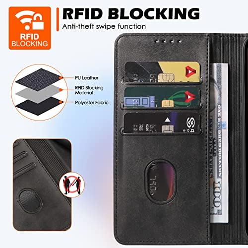 BFGURDou iPhone 14 Pro Max Wallet Case com slots de cartão, capa de telefone de couro PU [bloqueio de RFID]
