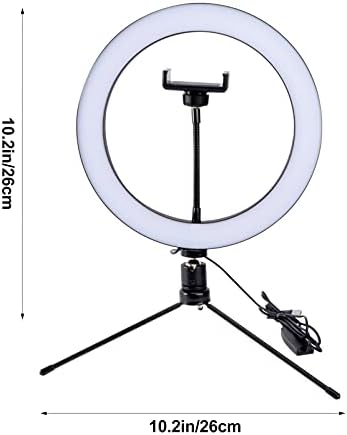 SOLustre selfie luminagem luminosa lâmpada de lâmpada de 26cm LED Selfie anel Luz com suporte de telefone com
