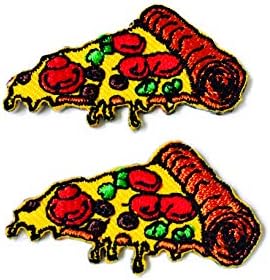 Tamanho pequeno 2 PCs. Mini Pizza Slice Italian Cartoon Patch Bordado costure em ferro em remendo