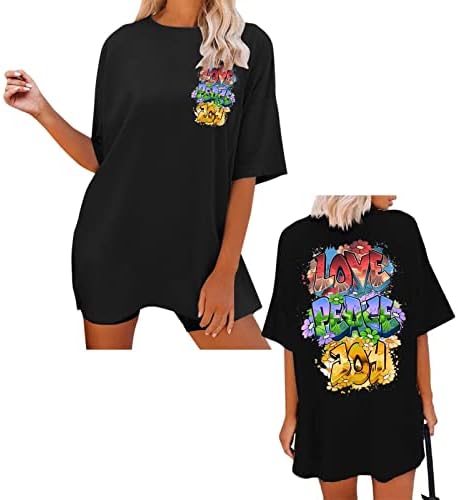 Camisas femininas de tamanho grande, padrão vintage Impresso de manga curta Camisetas de praia Camisetas