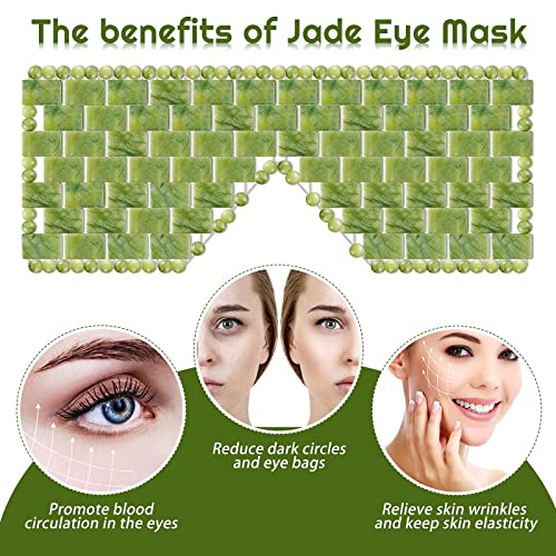 Lalasani jade máscara ocular - Reutilizável de pedra jade real, elimine rugas, inchaço, resfriamento,