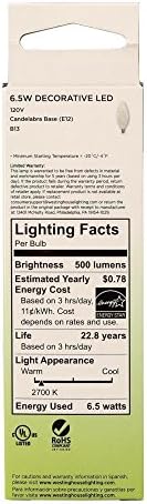 Iluminação de Westinghouse 5313020 60 watts B13 Lâmpada de Estrela de Energia LED branca suave e suave com base