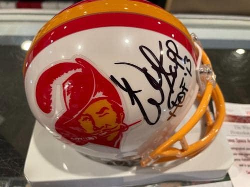 Warren Sapp Tampa Bay Buccaneers HOF 13 Mini capacete assinado JSA Wittnessed A - Capacetes NFL autografados