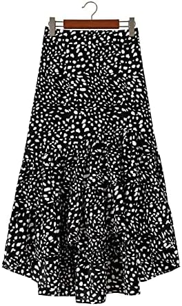 MANHONG SKIRT High Leopard Chiffon Women Mulheres de comprimento médio Priffleda de impressão casual Saias e