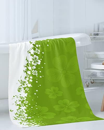 Toalha verde branca de trecho de treliça para banheiro, banheira de microfibra cozinha cabelos