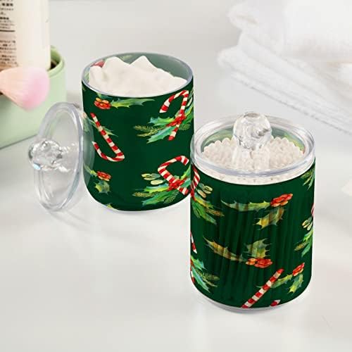 Alaza 4 Pack Qtip Dispenser Dispenser Christmas Poinsettia Candy Bathy Bathy Organizer Bouls para bolas de algodão/swabs/almofadas/fio