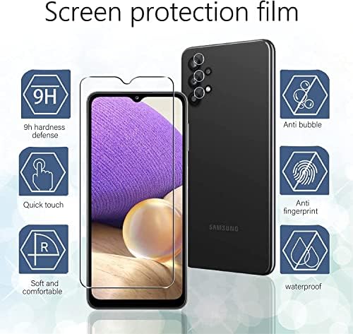 Qrivp 【3 + 2pack】 Para Samsung Galaxy A32 5G Protetor de tela 3pack + 2pack Lente da câmera Protetor HD Vidro