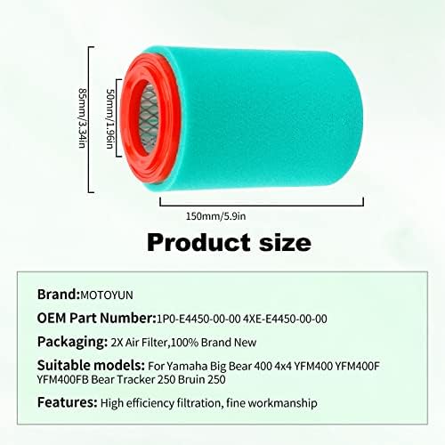 Limpador de filtro de ar MoToyun 2pcs Compatível com Yamaha Big Bear 250 YFM250B YFM400 YFM400F YFM400FB
