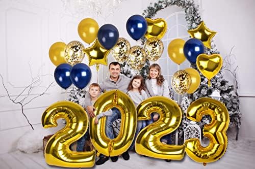 Tesouros Gifted Navy & Gold 2023 Balões - Gold e azul 2023 Decorações de Ano Novo - Abastecimento de Partido da