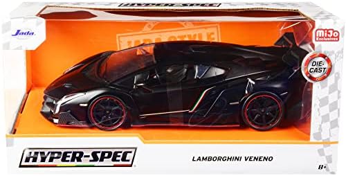 Lambo Veneno Matt Black Hyper-Spec Series 1/24 Modelo Diecast Model Car por Jada 33615